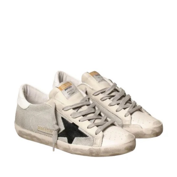Golden Goose Shoes - Golden Goose Superstar Metallic Mesh Leather Black Star Toe Sneakers, Size 40